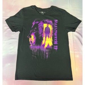 HALLOWEEN 2 MICHAEL MYERS PROFILE &  STANDING IN DOORWAY SIZE M BLACK W/ PURPLE